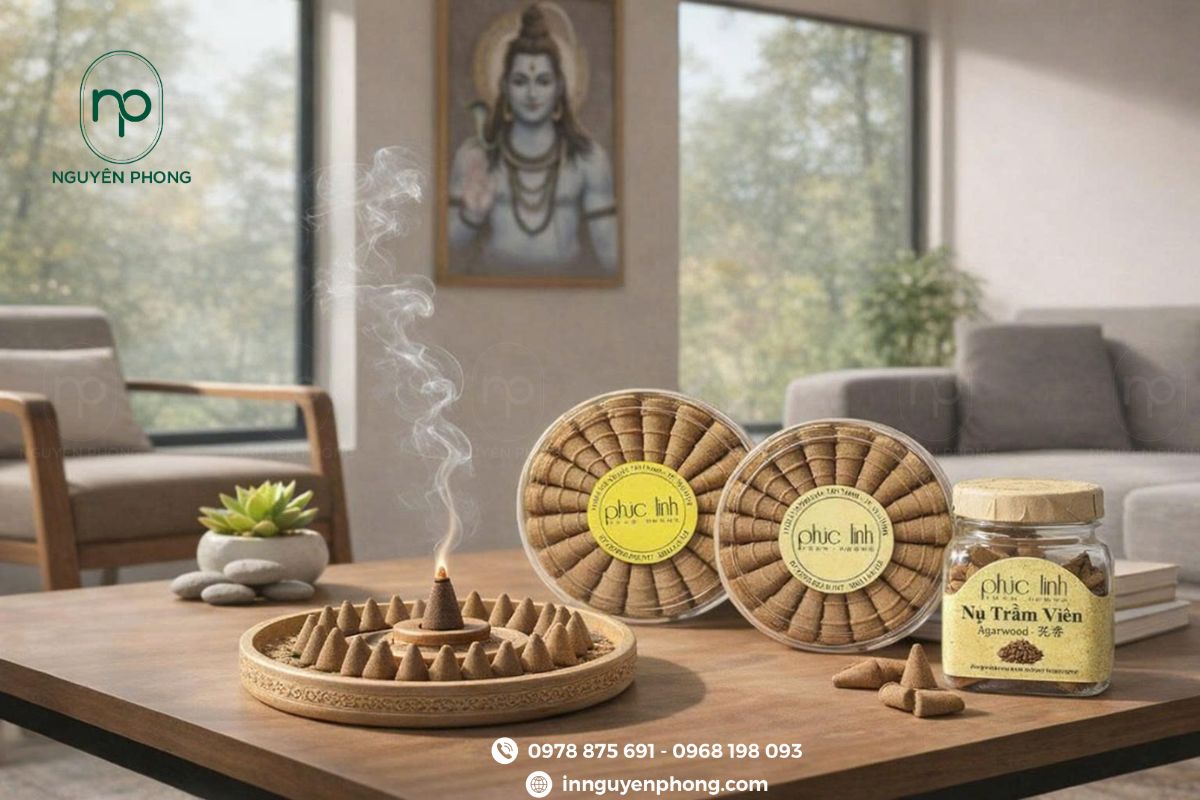 In tem dán trầm hương theo yêu cầu

